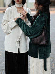 [Misty Haze] 霭霭 Double-Faced Chenille Ming Style Round-Collar Inner Robe with Scarf