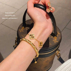 [The Golden Clover] 布契拉丝 Buccellati Style Tiger's Eye Jewelry Set with Brushed Gold Finish