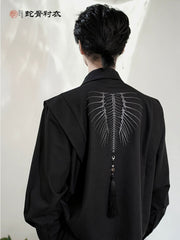 [The Serpent's Spine] 蛇骨 Original New Chinese Style Heavy Industry Embroidered Shirt for Unisex & Neutral Styling