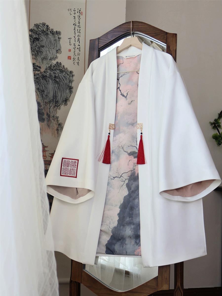 [The Elemental Force] 风林火山 Heavy Industry Embroidery Unisex Faux Suede Beizi Coat for All Seasons