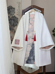 [The Elemental Force] 风林火山 Heavy Industry Embroidery Unisex Faux Suede Beizi Coat for All Seasons