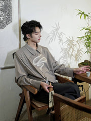 [The Serpent's Spine] 蛇骨 Original New Chinese Style Heavy Industry Embroidered Shirt for Unisex & Neutral Styling