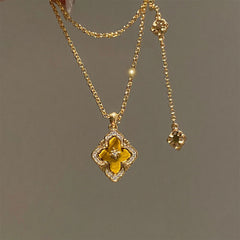 [The Golden Clover] 布契拉丝 Buccellati Style Tiger's Eye Jewelry Set with Brushed Gold Finish