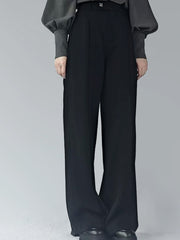 [The Late Night Breeze] 晚来风 Original New Chinese Style High-Waisted Straight-Leg Trousers for Unisex & Slimming Silhouette