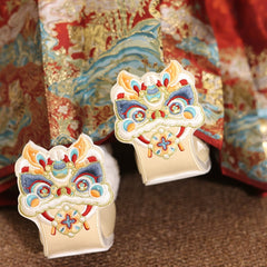 [The Auspicious Lion] 狮来运转 Original Improved "Qiaotou" Hanfu Shoes with Hidden Heel for New Year Celebrations