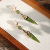 [The Bamboo Whisper] 掐丝竹叶绒花 Original Intangible Cultural Heritage Velvet Bamboo Leaf Earrings - New Chinese Style Accessories