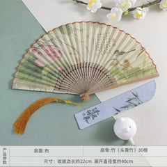 [Spring Blossom] Original New Chinese Style Portable Folding Fan - Bamboo Fan for Hanfu & Qipao Photography