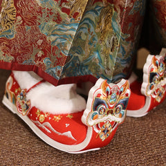 [The Auspicious Lion] 狮来运转 Original Improved "Qiaotou" Hanfu Shoes with Hidden Heel for New Year Celebrations