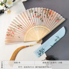 [Spring Blossom] Original New Chinese Style Portable Folding Fan - Bamboo Fan for Hanfu & Qipao Photography