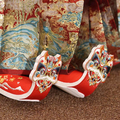 [The Auspicious Lion] 狮来运转 Original Improved "Qiaotou" Hanfu Shoes with Hidden Heel for New Year Celebrations