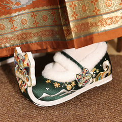[The Auspicious Lion] 狮来运转 Original Improved "Qiaotou" Hanfu Shoes with Hidden Heel for New Year Celebrations