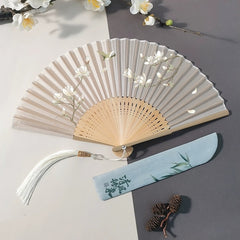 [Spring Blossom] Original New Chinese Style Portable Folding Fan - Bamboo Fan for Hanfu & Qipao Photography