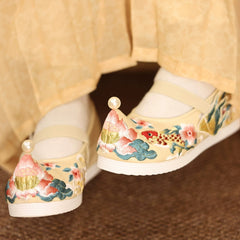 [The Auspicious Lion] 狮来运转 Original Improved "Qiaotou" Hanfu Shoes with Hidden Heel for New Year Celebrations