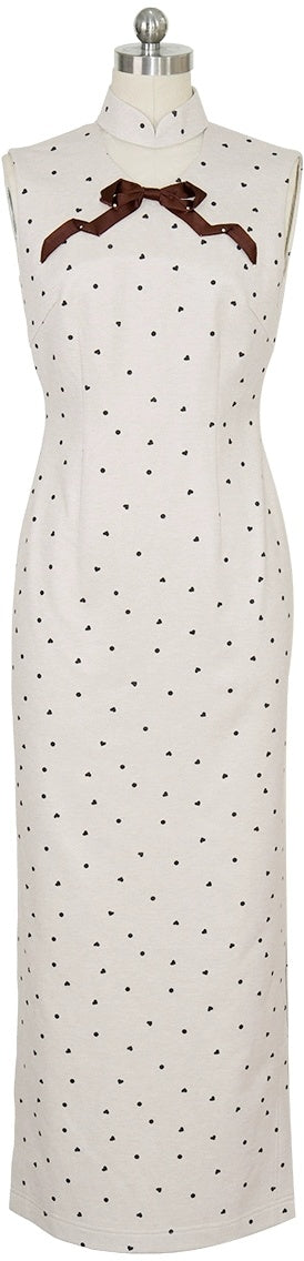 [Almond Latte]繁莳 杏仁拿铁  Vintage "Rich Girl" Style Polka Dot Qipao & Butterfly Cape Ensemble