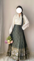 [Gardens of the West Pond] 西池 Original Ming Style Hanfu Set with Half-Sleeve Robe & Mamian Skirt