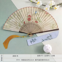 [Spring Blossom] Original New Chinese Style Portable Folding Fan - Bamboo Fan for Hanfu & Qipao Photography