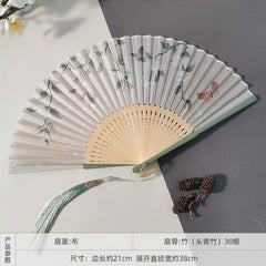 [Spring Blossom] Original New Chinese Style Portable Folding Fan - Bamboo Fan for Hanfu & Qipao Photography