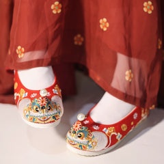 [The Auspicious Lion] 狮来运转 Original Improved "Qiaotou" Hanfu Shoes with Hidden Heel for New Year Celebrations