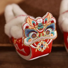 [The Auspicious Lion] 狮来运转 Original Improved "Qiaotou" Hanfu Shoes with Hidden Heel for New Year Celebrations