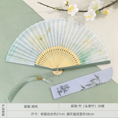 [Spring Blossom] Original New Chinese Style Portable Folding Fan - Bamboo Fan for Hanfu & Qipao Photography