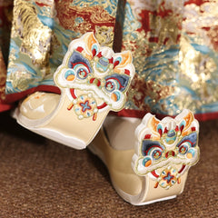 [The Auspicious Lion] 狮来运转 Original Improved "Qiaotou" Hanfu Shoes with Hidden Heel for New Year Celebrations
