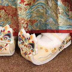 [The Auspicious Lion] 狮来运转 Original Improved "Qiaotou" Hanfu Shoes with Hidden Heel for New Year Celebrations