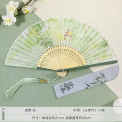 [Spring Blossom] Original New Chinese Style Portable Folding Fan - Bamboo Fan for Hanfu & Qipao Photography