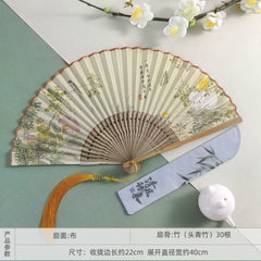 [Spring Blossom] Original New Chinese Style Portable Folding Fan - Bamboo Fan for Hanfu & Qipao Photography