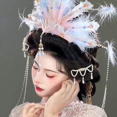 [Phoenix Habitat] 耀如春华 Dazzling Spring Elegance Silk Flocking Gold Feather Phoenix Crown