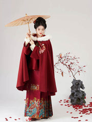 [Stellar Fire] 火离 Original Ming Dynasty Hanfu Set with Cape, Embroidered Robe & Mamian Skirt for Autumn/Winter & New Year