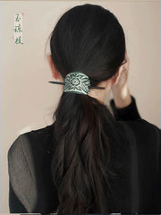 [Embossed Leather Pin] 新中式复古皮质马尾发簪 New Chinese Style Retro Leather Hairpin for Ponytails and Updos