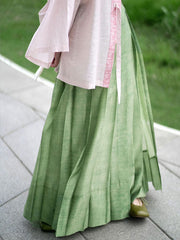[Pastoral Harmony] 乐陶 Original Ming Style Runway Hanfu with Tencel Jacquard Robe & Full-Pleat Skirt