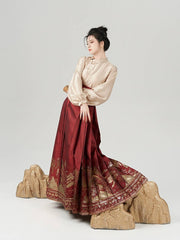 [The Great Wall at Dawn] 万里 Original Ming Style Hanfu New Year Mamian Skirt Set for Toasting & Engagement