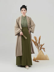 [Golden Harvest] 麦穗 Original Han-Element Set with Embroidered Jacket, Stand-Collar Shirt & Three-Pleat Skirt