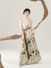 [Ink Wash Scroll] 旧书墨染 Original Hanfu Set with Straight-Sleeve Robe & Slip Dress