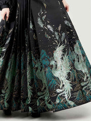 [Azure Feather Messenger] 青羽 Original Ming Style Hanfu Set with Mythical Bird Mamian Skirt