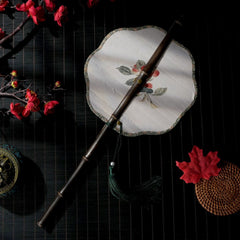 [The Cherry Orchard] 宋锦樱桃 Original Song Brocade Cherry Fan for Children & Ladies - Hanfu & Qipao Photography Prop