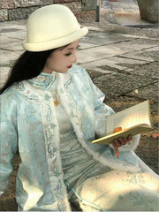 [Spring Return] 繁莳 春归 Original Double-Layered New Chinese Style Padded Jacket with Mink Fur Trim