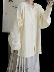 [Whispering Brook Deer] 鹿鸣溪 Original Ming Style Cotton Jacquard Shirt