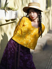 [Verdant Branches] 枝枝 Reversible Tang Style Cotton Top & Skirt Set for Spring/Summer