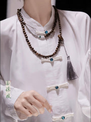 [Zen Sandalwood] 古风禅意 Fragrant Sandalwood Beaded Crossbody Necklace for Hanfu