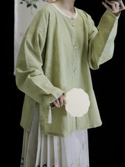 [Whispering Brook Deer] 鹿鸣溪 Original Ming Style Cotton Jacquard Shirt