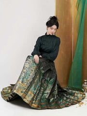 [The Gilded Money Tree] 青铜摇钱树 Original Ming Style Gold-Woven Mamian Skirt for Summer 2025