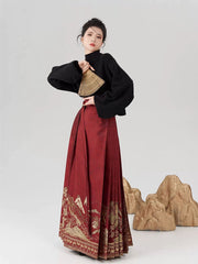 [The Great Wall at Dawn] 万里 Original Ming Style Hanfu New Year Mamian Skirt Set for Toasting & Engagement