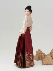 [The Great Wall at Dawn] 万里 Original Ming Style Hanfu New Year Mamian Skirt Set for Toasting & Engagement