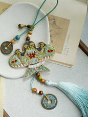 [Spring Kite] 云深雾浅 Spring Breeze Returns Double-Sided Embroidered Kite Tassel Pendant for Hanfu & Bags