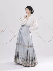 [Auspicious Ascent] 一鹿莲生 Original Ming Style Hanfu Mamian Skirt with White T-shirt Inner Top