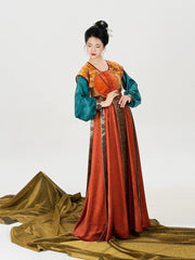 [Echoes of the Silk Road] 丝路同绸 Original Tang Dynasty Hanfu Set with Beizi Robe & Eight-Gore Skirt