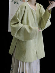 [Whispering Brook Deer] 鹿鸣溪 Original Ming Style Cotton Jacquard Shirt