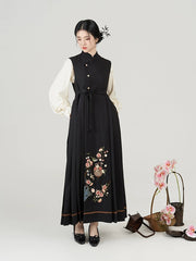 [Pomegranate Blossom Banquet] 榴花宴 Original Hanfu Inspired Sleeveless Mamian Dress & Inner Shirt Set